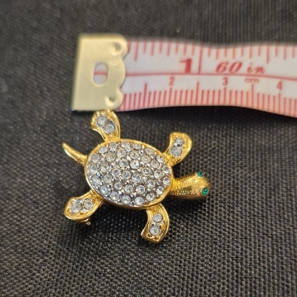 Joan Rivers Vintage Gold And Rhinestne Turtle Brooch - Picture 5 of 5